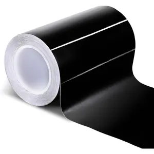 Gloss Black Vinyl Wrap 4 Inch x 20ft Air-Release Adhesive Vinyl Tape Chrome Delete Wrap Roll DIY Car Exterior Decoration Door Edge Guard Vehicle Detailing Paper 10CM x 6M