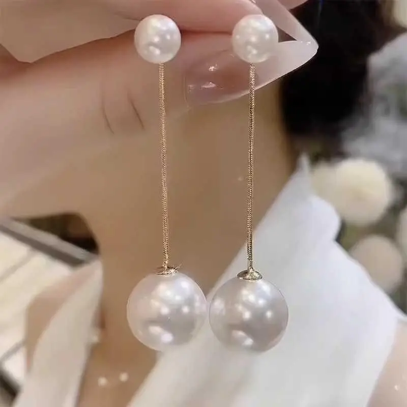 Long Tassel Earrings Niche Design Two-Way Wear Stud Earrings Elegant Face-Slimming Ear Jewelry for Women HNAK10