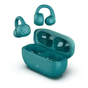 JLab Flex True Wireless Bluetooth Open-Ear Earbuds - Teal: Silicon Cushion & Built-In Mic