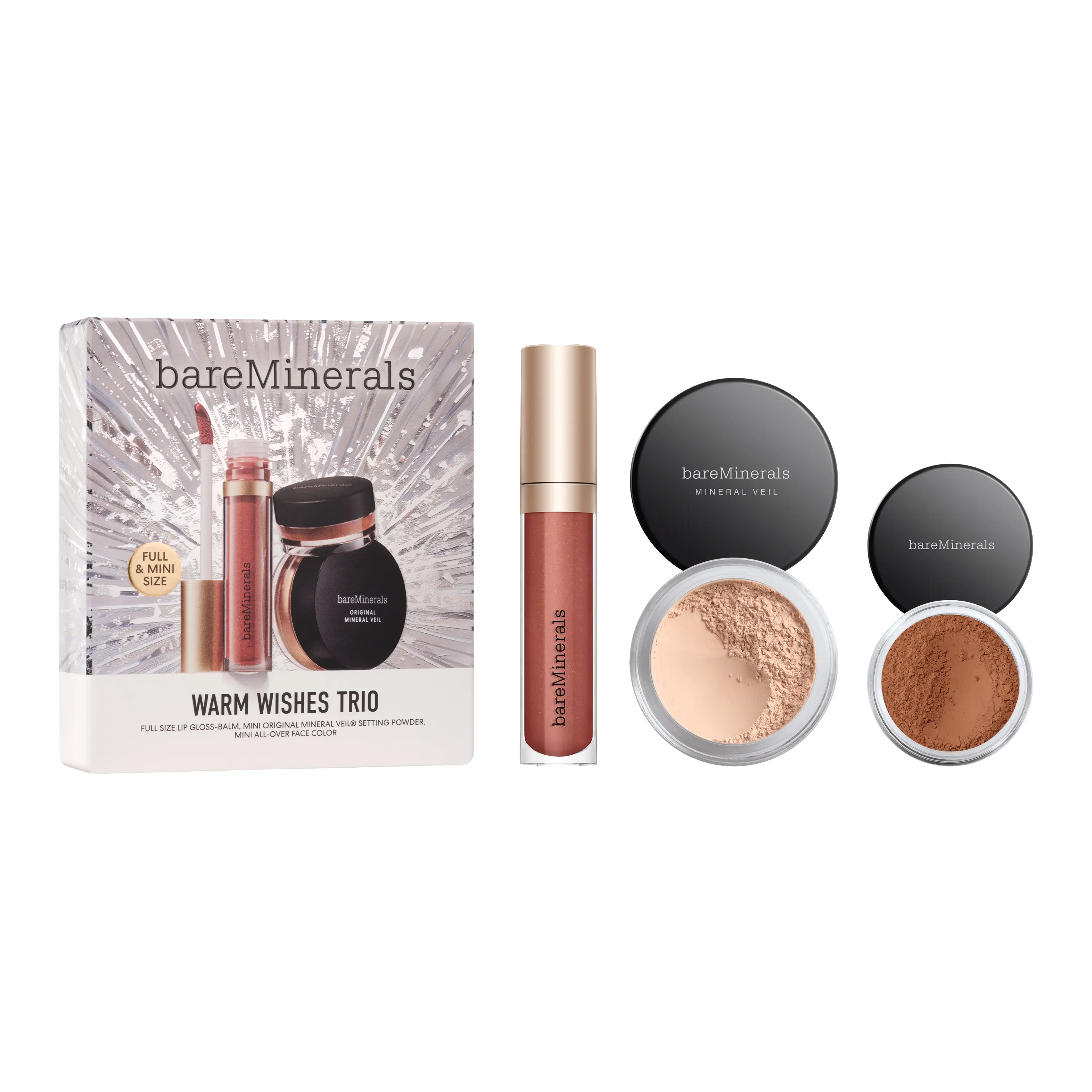 Warm Wishes Trio - Includes Lip Gloss Balm, Mini Setting Powder, Mini All Over Face Color