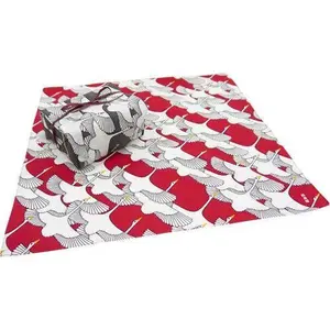 Hamamonyo Kofu Shukuzuru Red Bento Wrapping Cloth 100% Cotton Traditional Japanese Furoshiki Fabric with Stork Design 19.68"x19.68" Eco-Friendly Gift Wrapping
