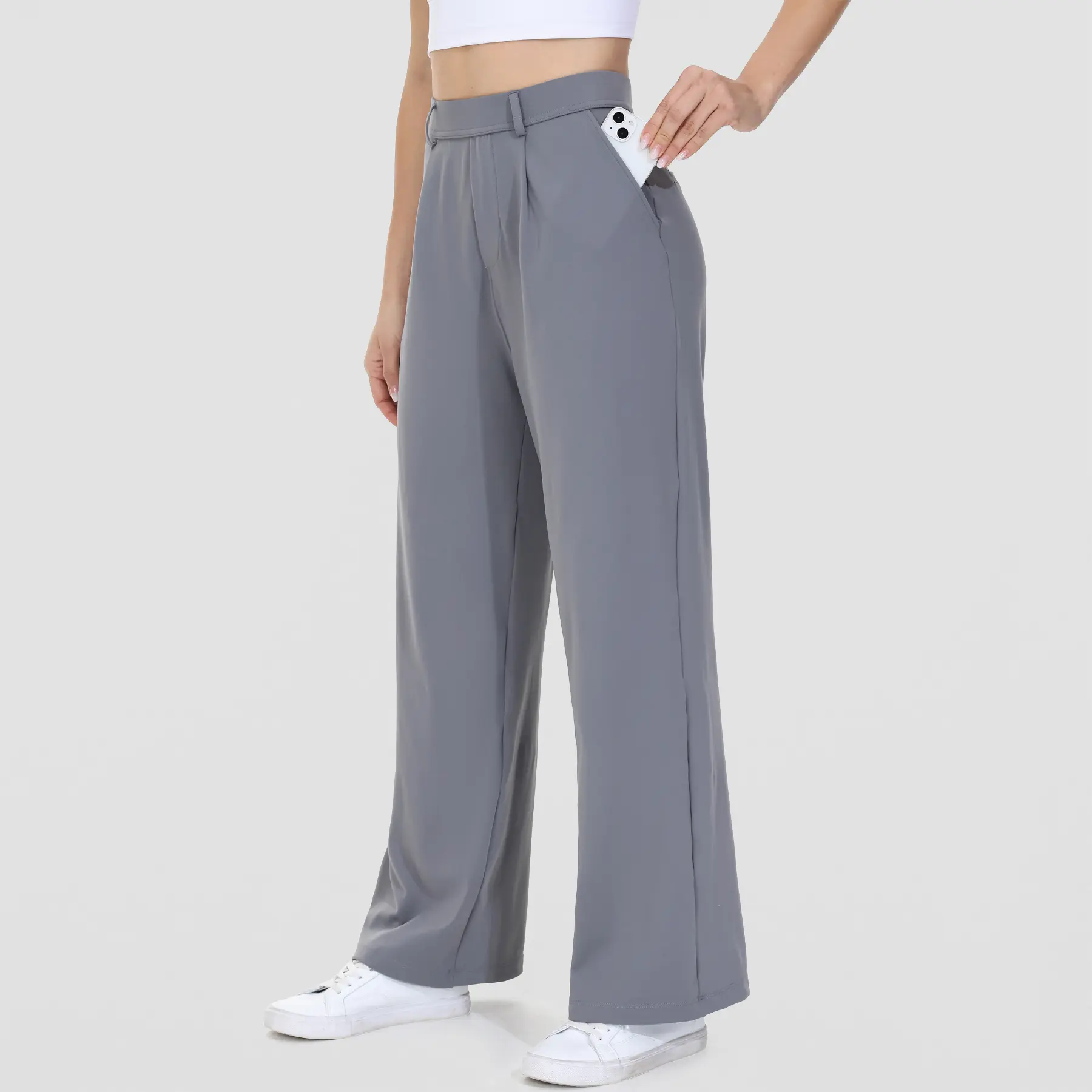 Women's High Waist Wide Leg Pants, Dressy Casual Palazzo Pants with Pockets, Business Work Slacks Trousers for Office Work, Travel, and Everyday Wear