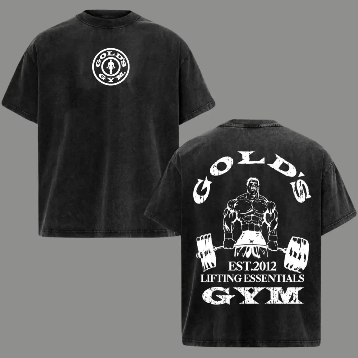 Gold's Gym All Seasons Strength Dept Oversized Washed T Shirt Vintage Bodybuilding Graphic Tee Pump Cover Heavyweight Cotton Streetwear Fitness Workout Shirt Muscle Training Athletic Apparel Unisex Casual Gymwear Gift