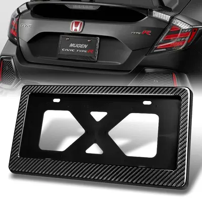 2PCS Copy Real Carbon Fiber License Plate Frame Tag Cover Front & Rear Screw Cap - Foto 4