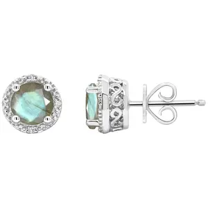 Affinity Gems Round Labradorite & Diamond Earrings, Sterling