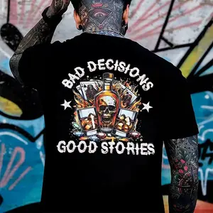 Bad Decisions Good Stories Halloween T-shirt & Hoodie, Top Menswear Cotton Tee Shirt, Unisex Fashion, Soft Fabric, ShortSleeve, Regular Fit, Casual Streetwear