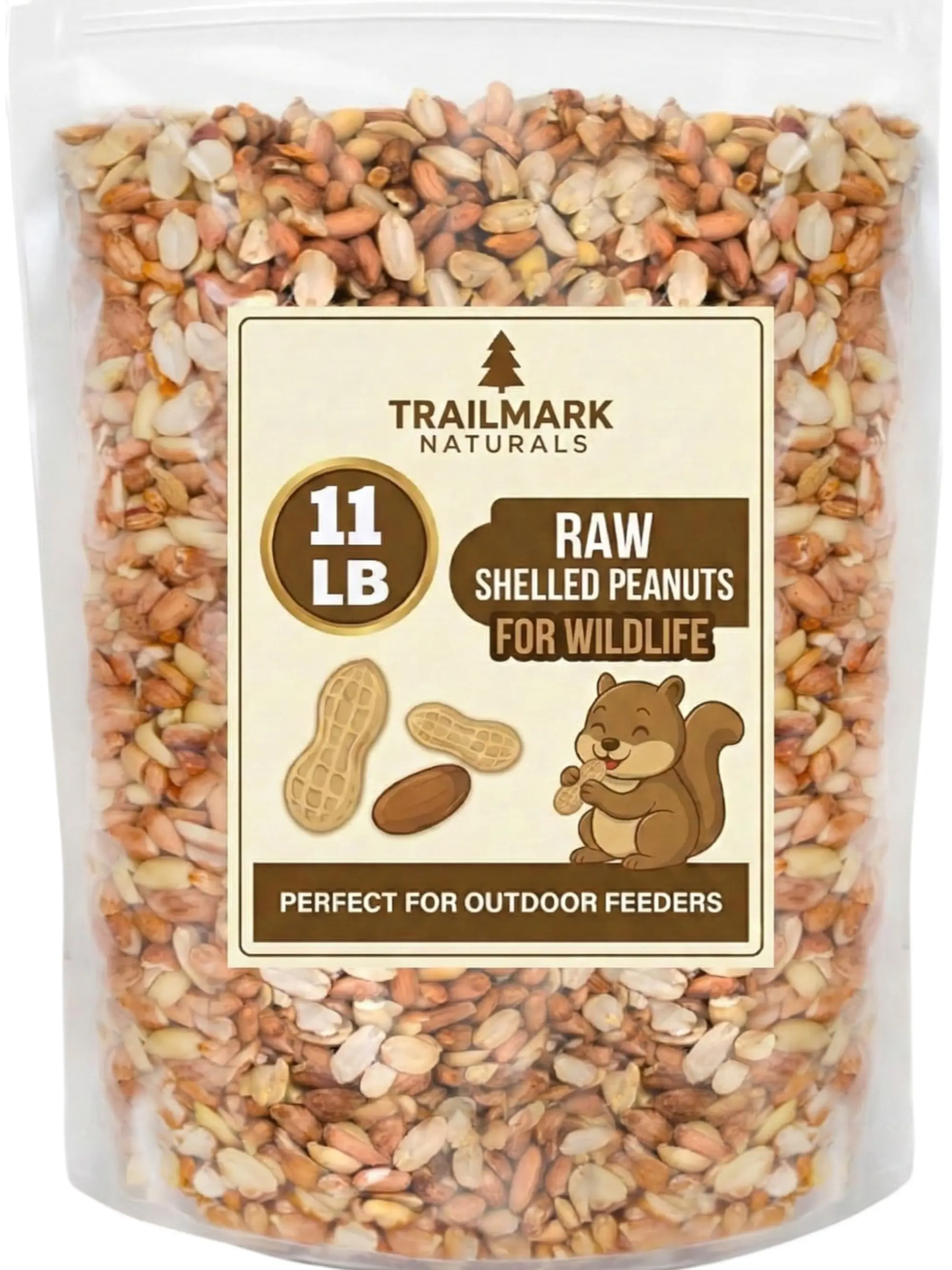 Trailmark Naturals - 11 LB - Raw Shelled Peanuts for Squirrels, Out of Shell Peanuts for Birds and Wildlife- Squirrel Food, Wild Bird Seed - Grown in The USA