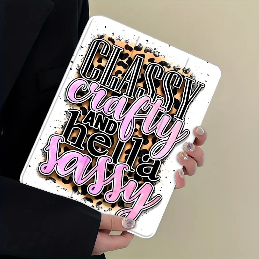 Leopard Print Design Tri-Fold Stand Ipad, Tablet Case, Tablet Stand Holder, Transparent Acrylic Hard Back Panel With Pencil Slot, Suitable for All models, Scratch-resistant Ultra-thin, Shock-resistant, Suitable for Office, School, Home, Tablet Accessories