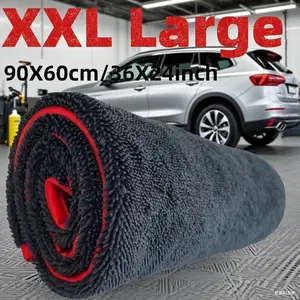 Extra-large microfiber car drying towels with a twisted ring design, featuring ultra-absorbent, thick-layer technology suitable for cars, trucks, boats, red-gray detail cloths, professional appearance, highly absorbent material.