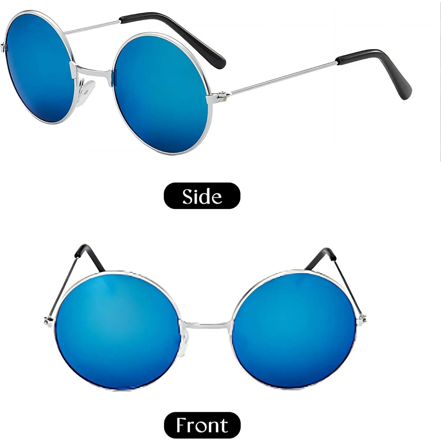 Round Sunglasses For Men Women Retro Metal Hippie Circle 
