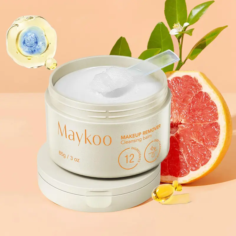 MAYKOO Makeup Remover Cleansing Balm, Melting Cleansing Cream Oil Based Cleanser, Hydrating Makeup Remover Balm with Vaccinium Myrtillus, Hydrate Skin, Non-comedogenic, No Harsh Chemicals, 0 Residue with Spatula & Easy to Rinse, 3 Oz, Cosmetic, Moisturize