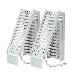 【GARVEE】1500Lbs Tri-Fold Loading Ramps - Heavy Duty Steel Folding Trailer Ramps for ATV, UTV, Motorcycles, Lawn Mowers, Tractors, Pickup Trucks - Durable Metal Construction, Silver Finish