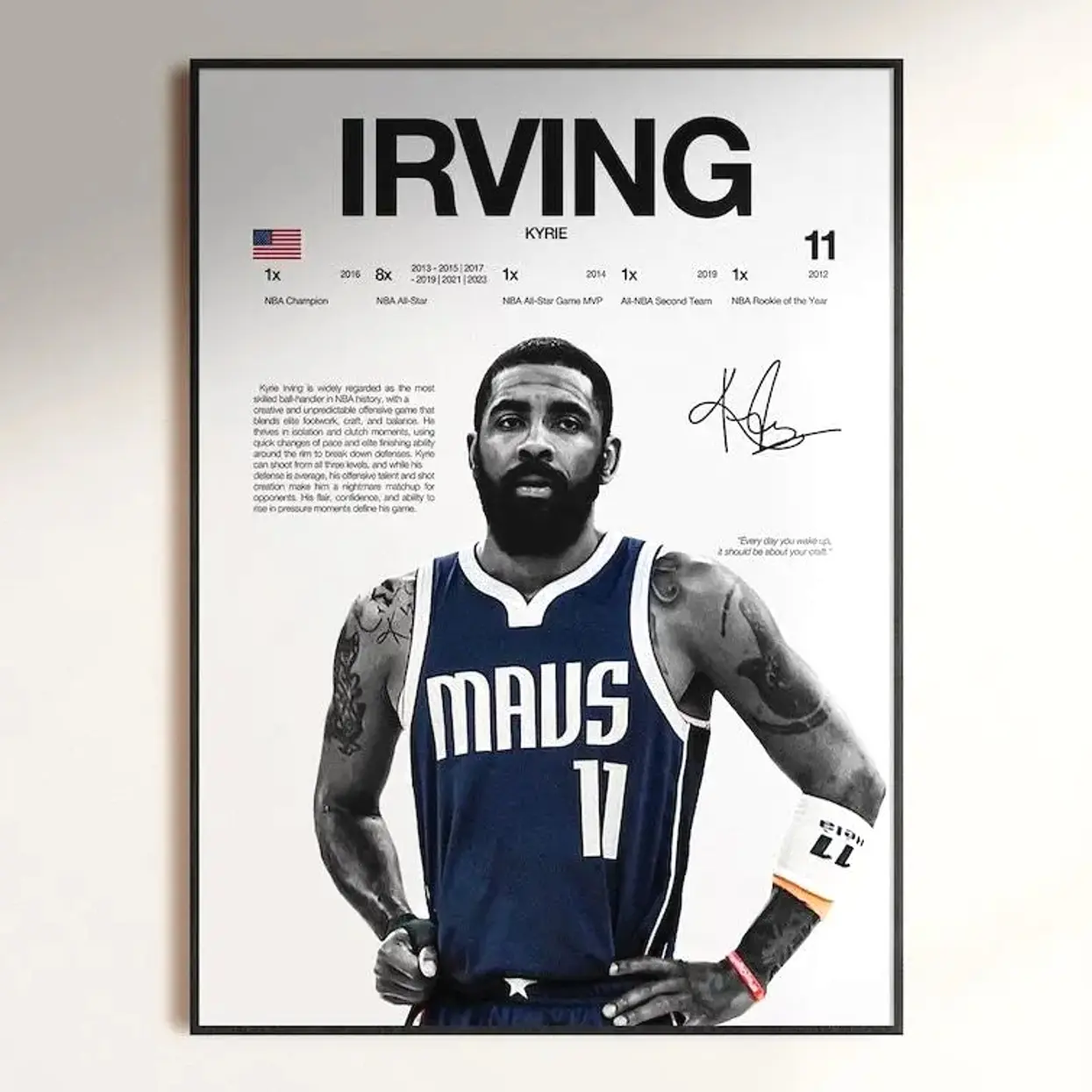 Kyrie Irving Poster,  Wall Print, Basketball   Poster Print, Sports Decor, Dallas Mavericks Poster, Basketball Gift (No Frame)