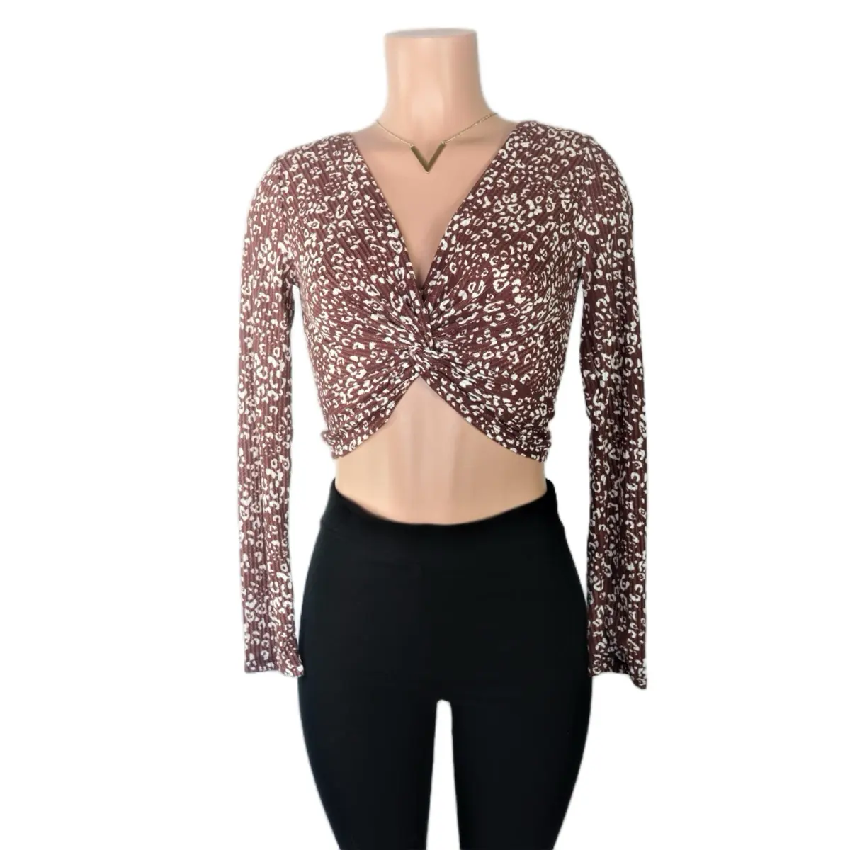 Annie Twist Front Top Long Sleeve Crop Top Shirts Womenswear