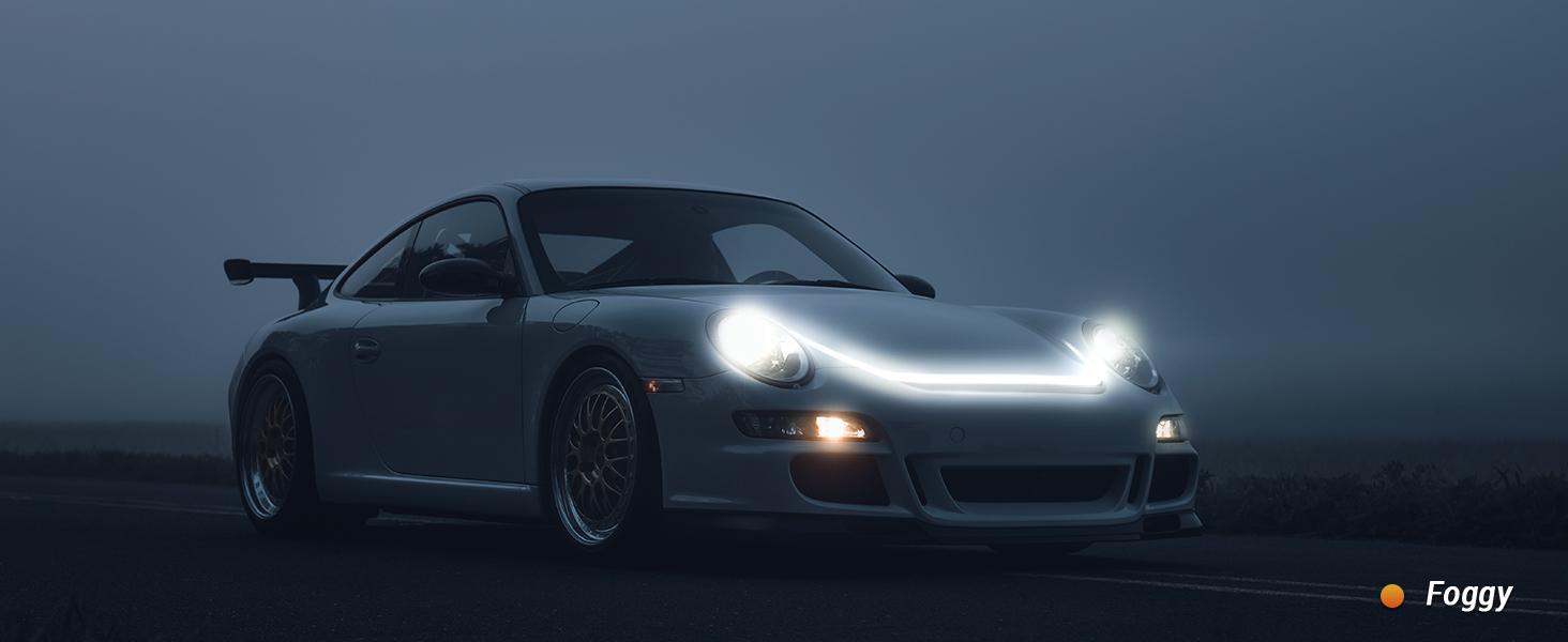 DIBMS 71 High Brightness Automotive Hood Gap LED Strip - Ambient Lighting Package with Unique Daytime Running Light Design, Easy Installation, 12V-Ice Blue eclipse  led  lights