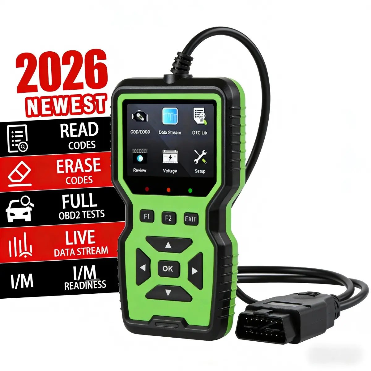 V519 Upgrade Obd2 Scanner, Full Function Car Engine Code Reader, Automotive Diagnostic Tool, Automotive Diagnostic Tester, Supports Mode 6 & 8, USB Powered, Compatible with Obdii/eobd Vehicles