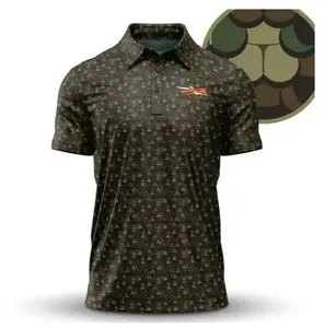 Mens Sitka Hunting Polo Shirt Whale Tail Camo Performance Outdoor Short Sleeve Moisture Wicking Breathable Tactical Golf Shirt Gift for Him
