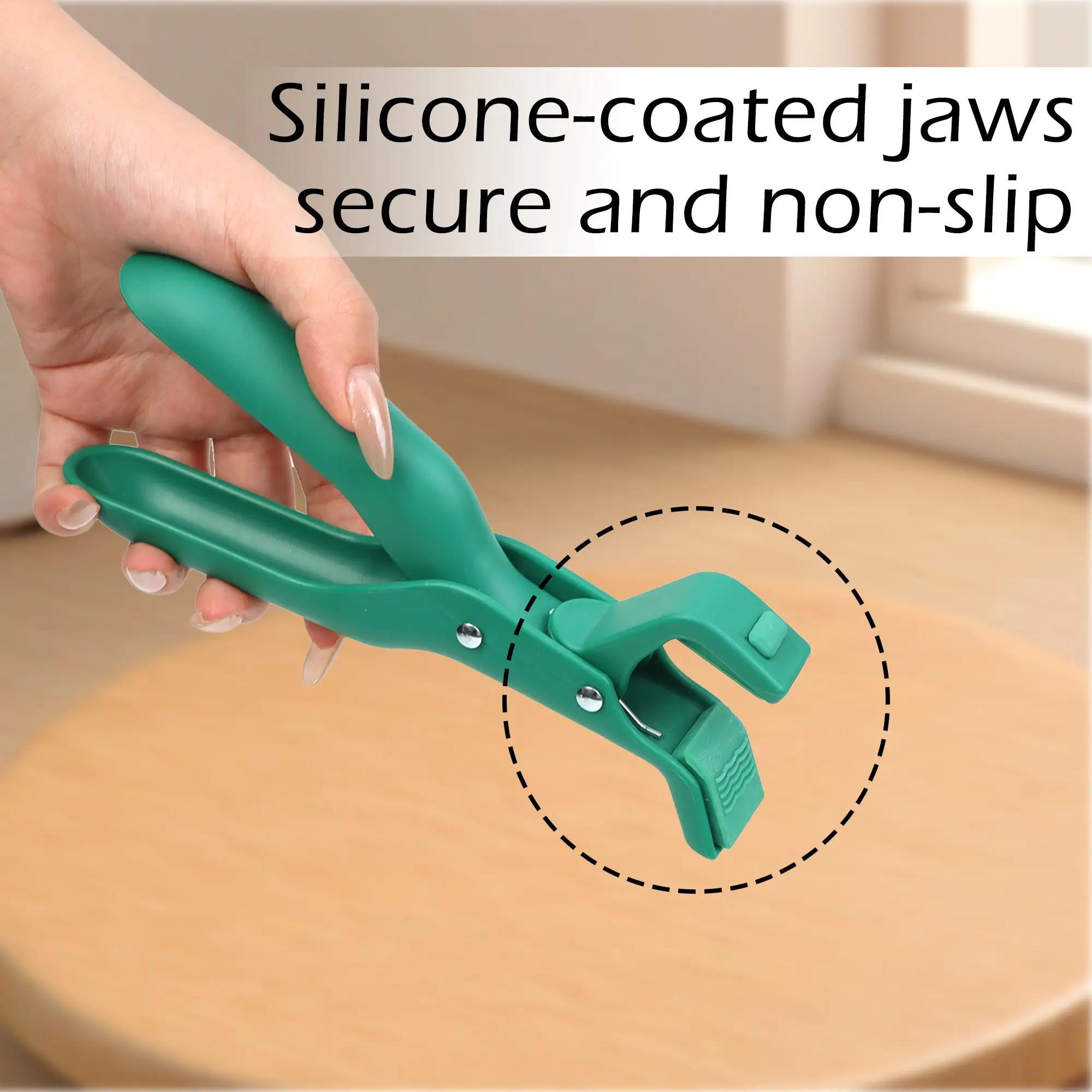 2 Counts Hot Plate Gripper, Multi-Purpose Anti-Scald Tool for Bowls, Plates, Pans, Serving as Holder, Clip, Tongs, Clamp in Kitchen Red & Green