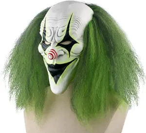 Clown Joker Mask for Halloween with Green Wig Adult Creepy Cosplay Costume Masks