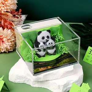 3D Panda Design Desktop Calendar, 1 Count Creative DIY Paper Carved Desktop Decoration, Art Clock Calendar, Unique 3D Panda Design Calendar for Home & Office
