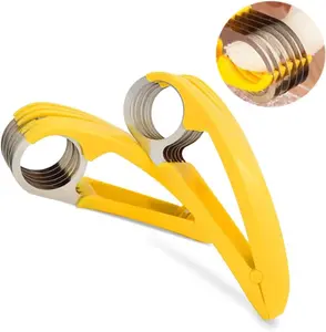 2PCS Banana Slicer Stainless Steel Fruit Cutter with ABS Handle Quick Banana Strawberry Slicing Tool