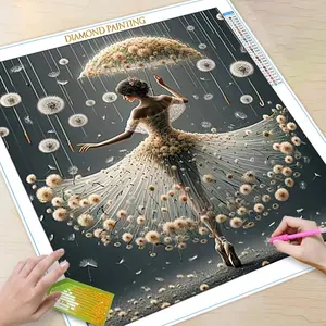 Dandelion Figure Pattern Diamond Arts Colorful Painting Kit without Frame, DIY 5D Diamond Arts Crafts Kit, Wall Art Decorations for Home