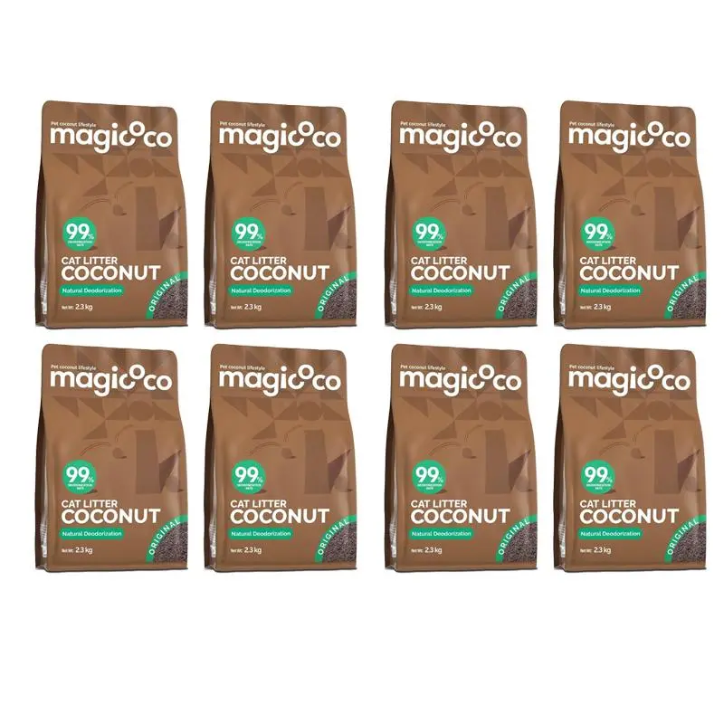 Magicoco Coconut Cat Litter – Flushable, 8× Absorption, 99% Deodorization, 98.2% Clump Strength, 0% Formaldehyde –5.07 lb)Cat Litter,Long-lasting odor control