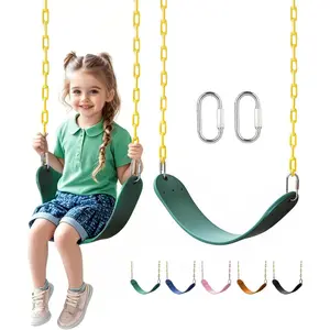Heavy Duty Swing Seat, Kids Swing with 66" Rust-Resistant Chains, Swing Set Accessories Replacement with Quick Links, for Outdoor Playground Swingset, Green