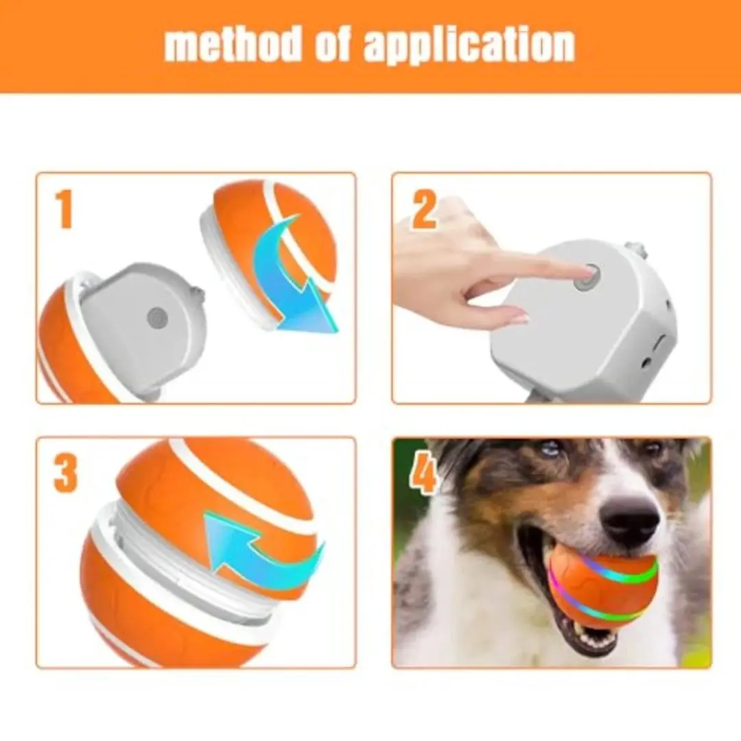 Large Interactive Automatic Rolling Ball Dog Toy - Durable Plastic, USB-Rechargeable, Motion-Activated, Auto Movement, LED Flash, Universal Size, Interactive Training Ball for Exercise & Mental Stimulation