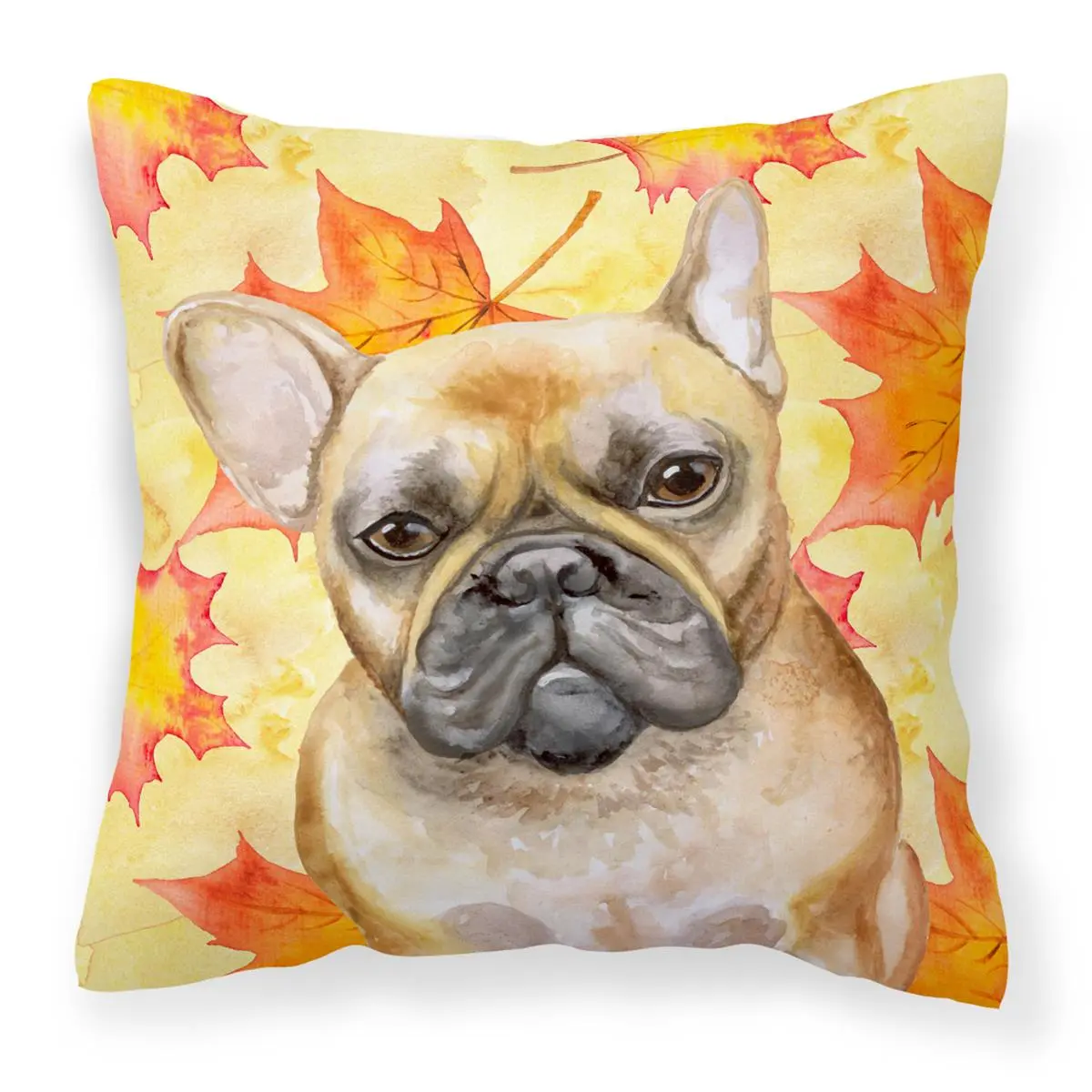 French Bulldog Polyester Heavyweight Home Décor Pillow, 14x14 in x 3 in Thick, Fade-Resistant, Machine-Washable Soft Textile Furnishing