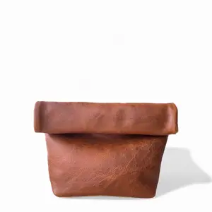 Roll-Top Leather Clutch