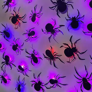 12 Pack Halloween Spider Wall Decor, 3D Window Stickers with Multi-Color LEDs, Removable Light up Spiders Wall Decals for Bathroom Home Door Party Indoor & Outdoor Decorations (Including LED Lights)