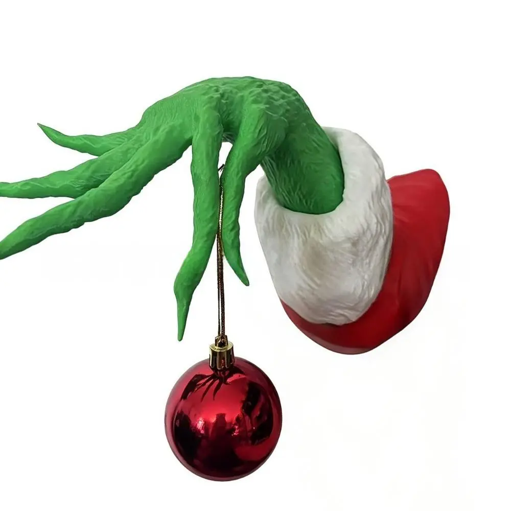 Grinch 3D Christmas Hand Ornament, Creative Festive Hanging Decor, Funny Xmas Tree Pendant, Holiday Atmosphere Decoration for Front Door, Window, Wall, Home Party, Indoor Outdoor Christmas Scene Layout Gift Lightweight