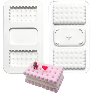 1 PC 3D Cookie Biscuit Silicone Mold, Sandwich Shape Cake Decorating Pan, Shaped Silicone, Baking Tools