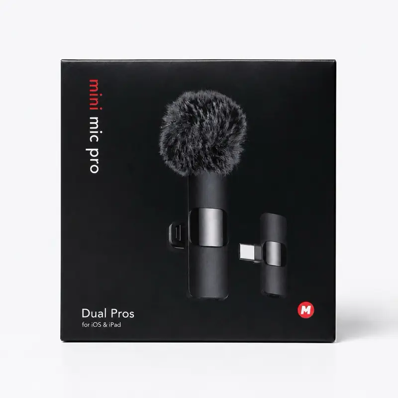 Mini Mic Pro Dual Wireless Lavalier Microphone for iPhone, iPad & USB-C Devices – Noise Reduction, Plug & Play