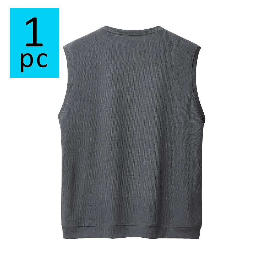 New men’s casual sleeveless tank top for summer—thin athletic vest/T-shirt with pockets; crew-neck sleeveless tank suitable for marathon, track, and fitness; ideal for everyday outdoor wear in spring and summer; men’s tops.