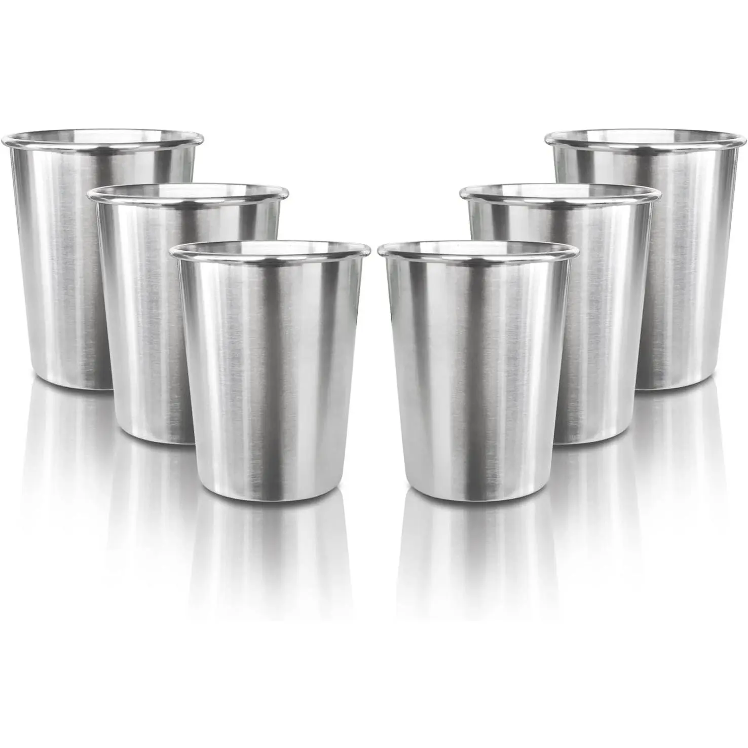 6 Pack 8 oz Stainless Steel  Cups, 's Pint Cups, Stackable Metal Cups, Shatterproof Drinking Glasses