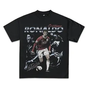 Cristiano Ronaldo Manchester United Graphic Tee, Y2K Rap Streetwear T-Shirt, Unisex Crew Neck, Vintage Hip-Hop Graphic, Sports Style, Casual Cotton Fit