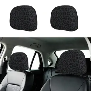 2pcs Lightweight Breathable Leopard Print Car Seat Headrest Covers, Durable Elastic Ice Silk, Universal Fit, Light & Automotive Seat Covers