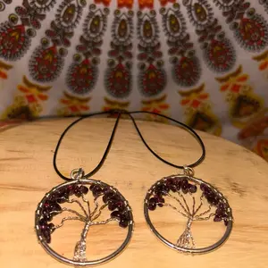 Red Granite Tree of Life Necklace for Women