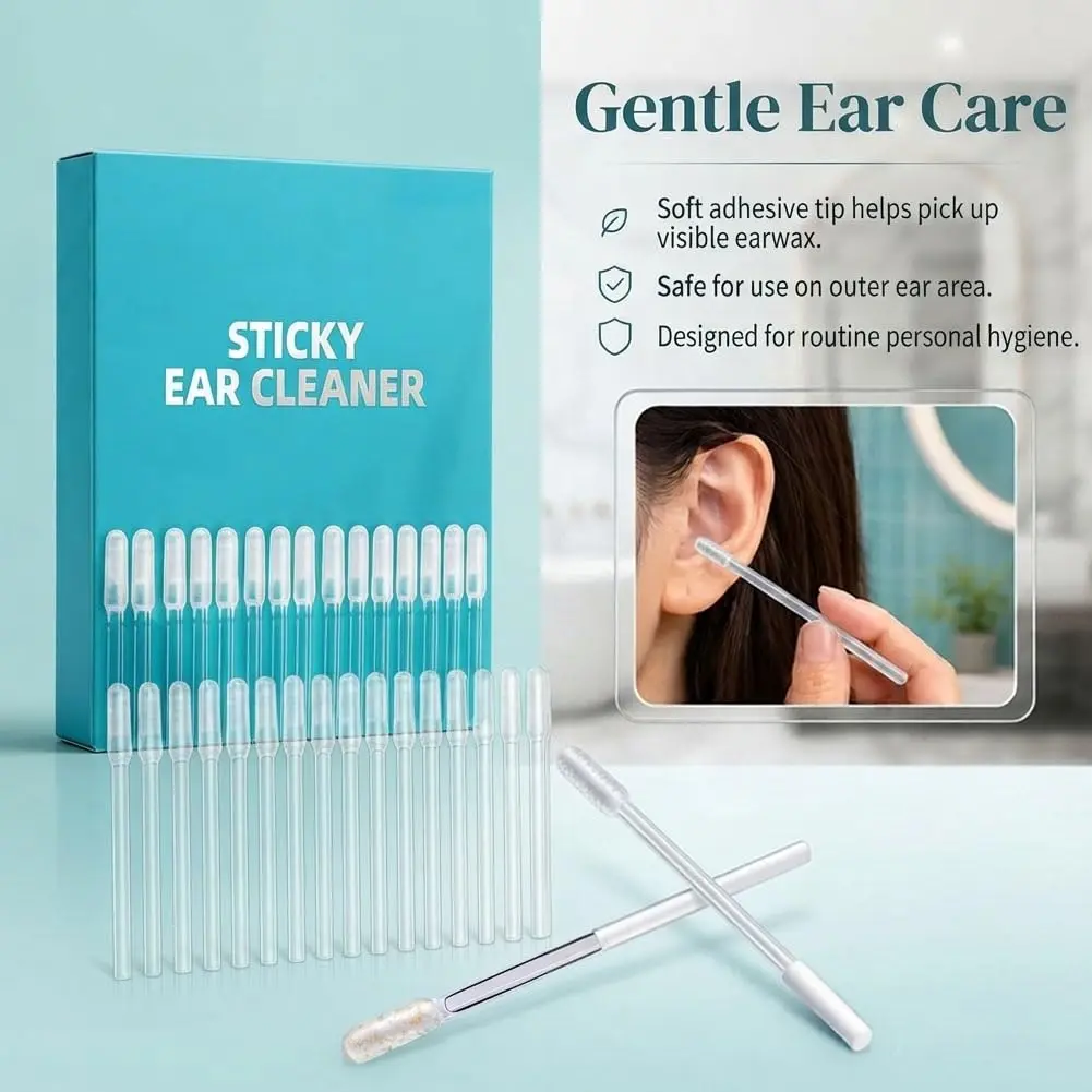 Sticky Ear Cleaner, 2026 Upgraded Washable and Reusable Earwax Removal Adhesive Swabs, for Home, Travel, Business Trips, 1Box/24pieces