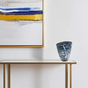 360 stand Charcoal 9.3 in. Oval Glass Table Vase, Decorative Contemporary Modern Home Decor Centerpiece for Flowers, Ideal Gift for Living Room Home Supplies