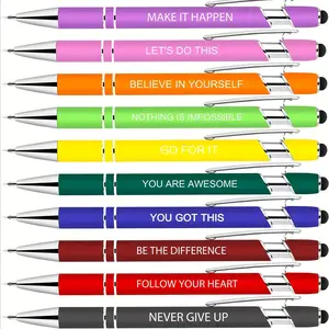 Inspirational Metal Pens Bulk Pack, Handwriting Nib Motivational Ballpoint Pens, Ink Fun Office Supplies Gift for Women Colleagues, Multicolor Pens