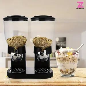 Food Dispenser Cereal Containers 1, 2, 3 PC Storage Container Dispenser Countertop For Candy Nut Grain Granola Snack Black Kitchen