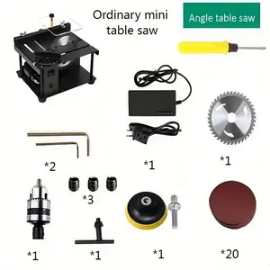 Mini Table Saw,  Multi-Functional Desktop Portable Table Saw for Crafts with Adjustable Speed & Angle, All-in-One Cutting, Sanding, Engraving & Drilling Tool for Wood, Acrylic, Plastic, PCB