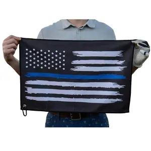 Thin Blue Line Microfiber Golf Towel - Police Golf Towel with Carabiner Clip Father's Day Gift