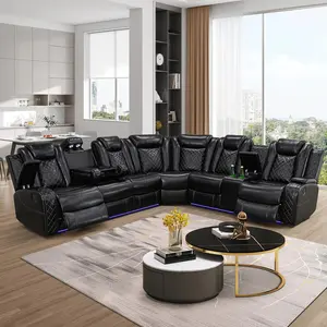Black 3-Piece Faux Leather Reclining Sofa Set with Fixed Arms - Sturdy Frame, Breathable Material, Soft Cushions, Recliner Function, Easy Assembly, Ideal for Home, Apartment DIY Enthusiasts, Modern Indoor Living Room Furniture