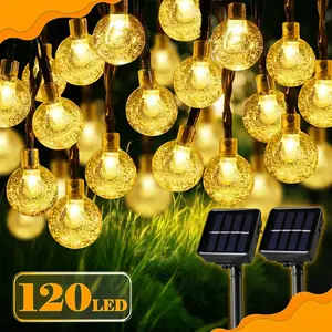 Solar String  with 8 Flashing Modes & 120 LED Bubble Bulbs Modern Style Plastic Material Switch Controlled for Gardens Mother's Day Weddings Birthdays Holiday Decorations lights