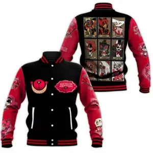 Hazbin Hotel Varsity Jacket, Anime Cosplay Bomber, Gothic Streetwear Outerwear, Unique Gift for Animation Fans