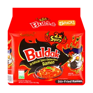 Samyang Korean 2X Spicy Buldak Ramen Noodles, 140g Instant Noodle Pack - 5 Count